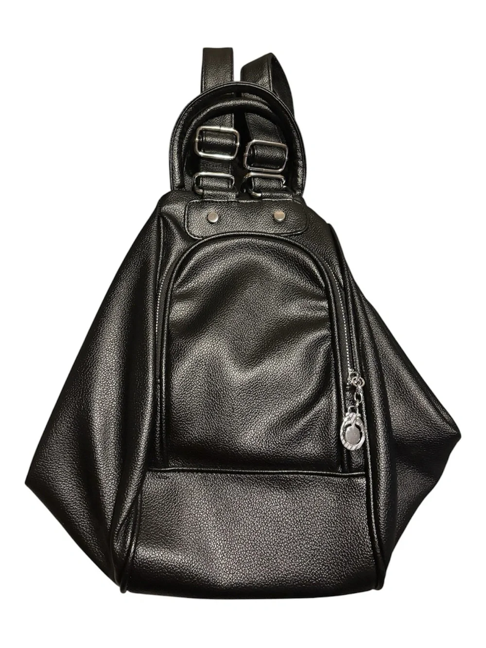 Women’s Black Faux Leather Sling Backpack - Minimal Everyday Carry